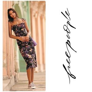 Free People Beach Party Linen Dress Flamingo Palm Tropical Print NWOT